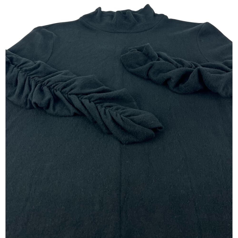 EUC Anthropologie Medium Black Ruched Extra Long Sleeve Turtleneck Women's Top - Picture 6 of 10